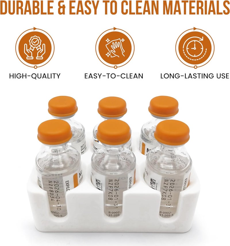 InsulGrid Insulin Vial Holder and Organizer for Refrigerator Storage Diabetic Care and Space Saving Holds 6 Standard 10 mL Vials for Insulin Like Novolog or Humalog 23mm 09in Diameter - Image 5