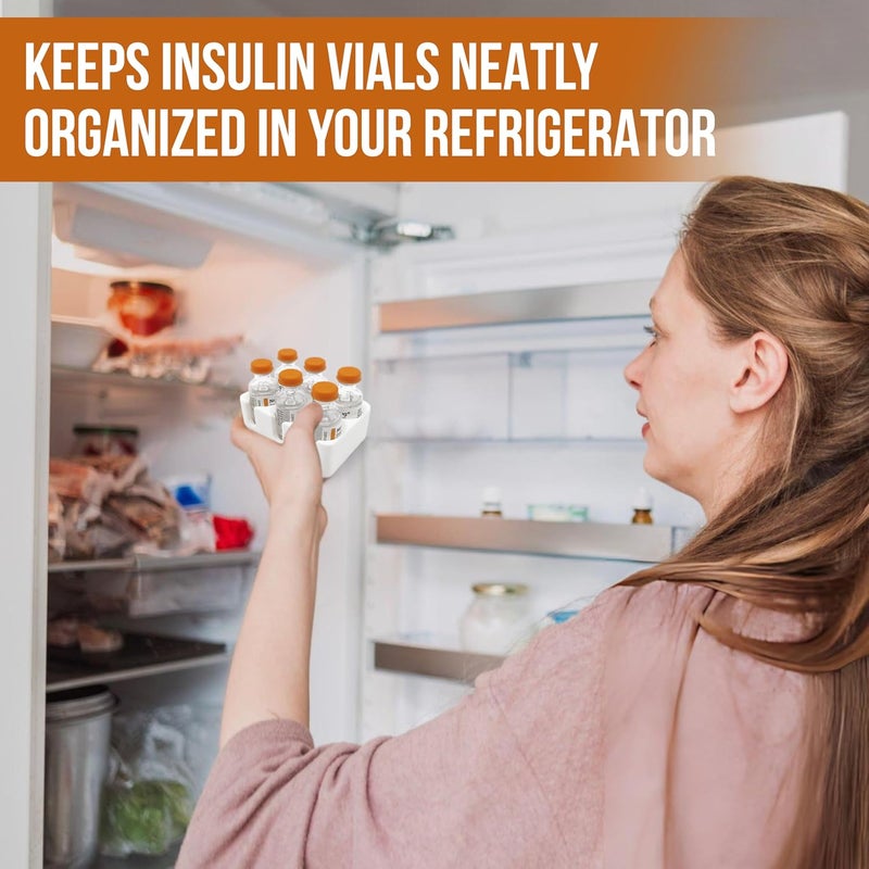 InsulGrid Insulin Vial Holder and Organizer for Refrigerator Storage Diabetic Care and Space Saving Holds 6 Standard 10 mL Vials for Insulin Like Novolog or Humalog 23mm 09in Diameter - Image 3