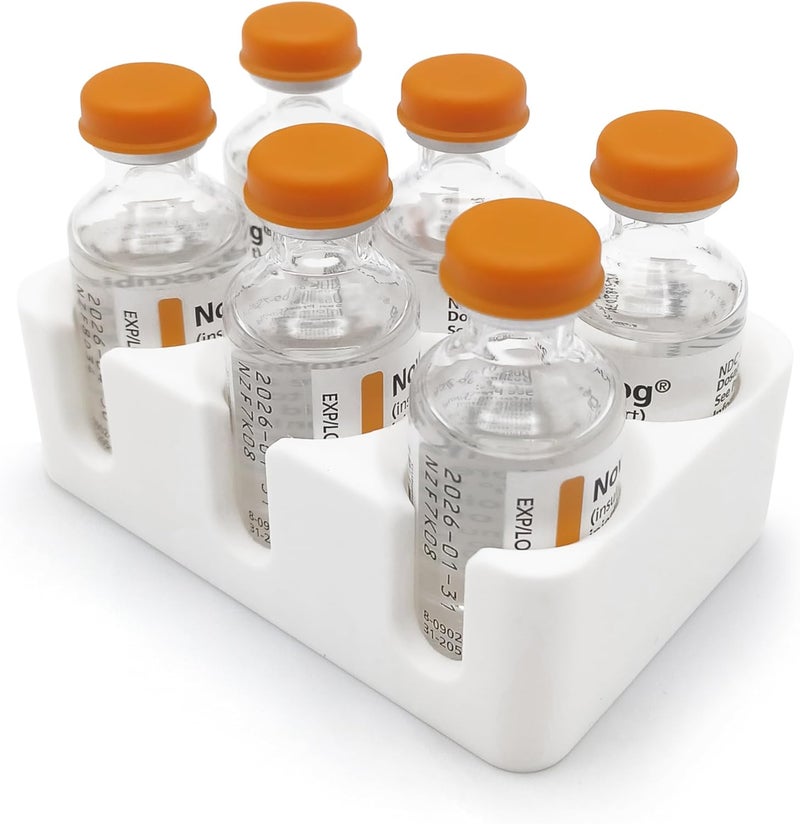 InsulGrid Insulin Vial Holder and Organizer for Refrigerator Storage Diabetic Care and Space Saving Holds 6 Standard 10 mL Vials for Insulin Like Novolog or Humalog 23mm 09in Diameter - Image 1