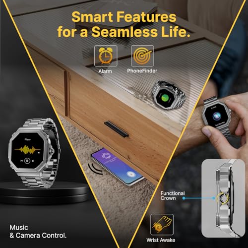 TIMEX Smart Nova 1.43"(3.6cm) AMOLED Display with Functional Crown, Stainless Steel Bracelet and BT Calling Smartwatch for Unisex - TWTXW1004T - Image 5