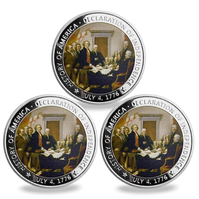 Glamtune US Military Challenge Coin Presidential 1776 Declaration of Independence Coin Pack of 3 - Image 3