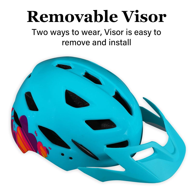 Bilaki Kids Bike Helmet, Adjustable Youth Boys Girls Helmets for Ages 3-5-8-14 Years (50-57cm), Child Helmet with Visor and LED Light, Lightweight Multi-Sport Bicycle Scooter Skate Cycling Helmets - Image 4