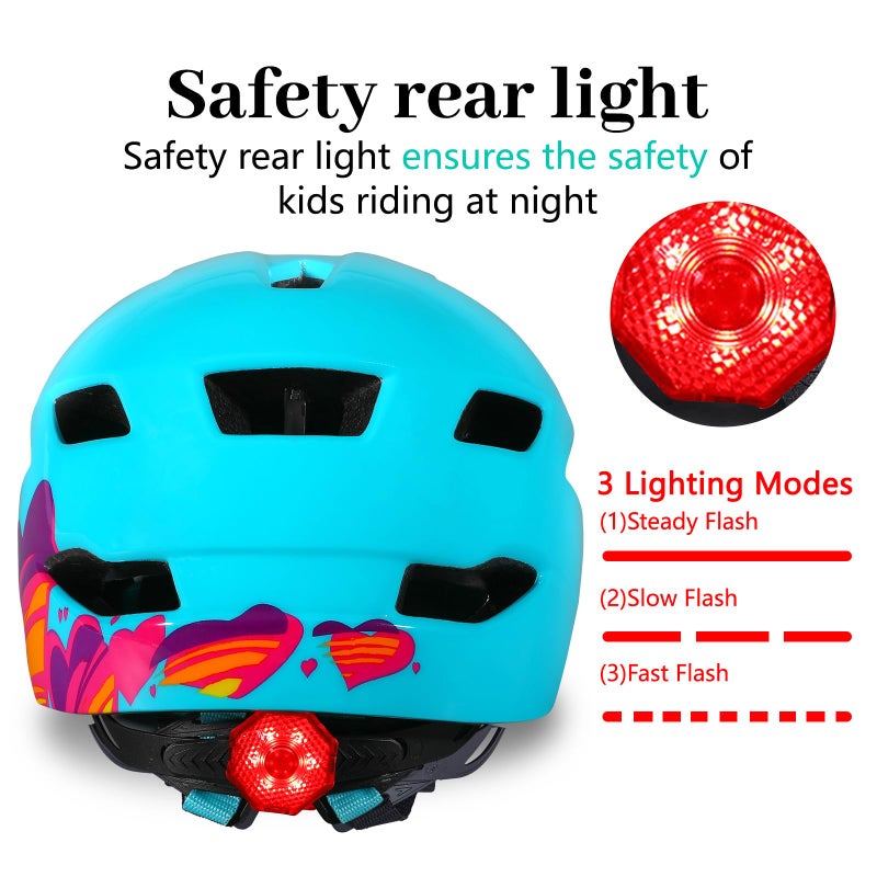 Bilaki Kids Bike Helmet, Adjustable Youth Boys Girls Helmets for Ages 3-5-8-14 Years (50-57cm), Child Helmet with Visor and LED Light, Lightweight Multi-Sport Bicycle Scooter Skate Cycling Helmets - Image 3