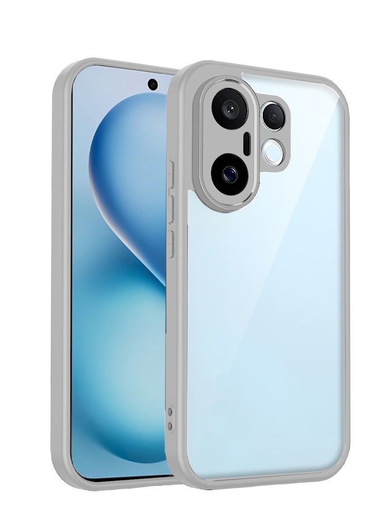 دبليو تيك غطاء حافظة سليم من السيليكون الهجين TPU من vivo X200 FE 5G 2025 مع حواف درع مرتفعة (MCAPSA) - شفاف/رمادي - Image 1