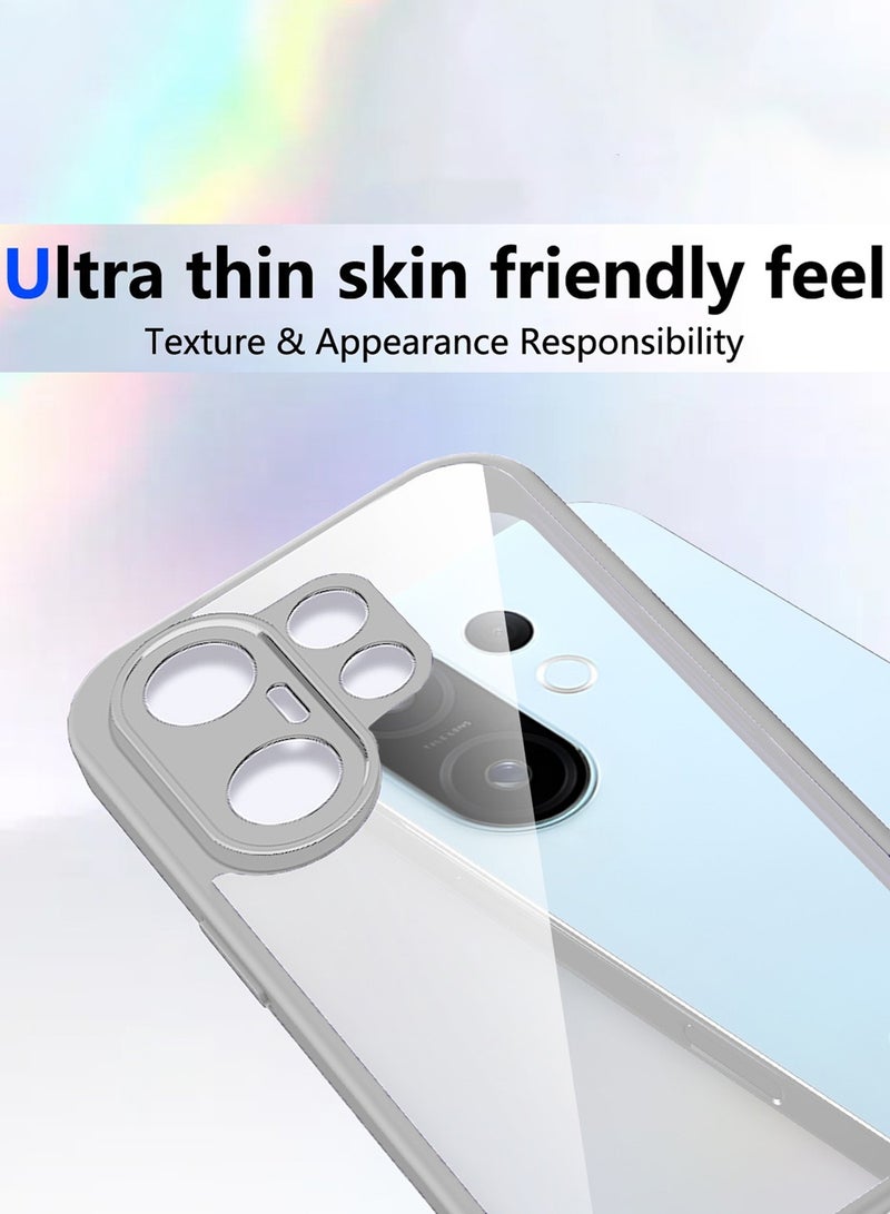 دبليو تيك غطاء حافظة سليم من السيليكون الهجين TPU من vivo X200 FE 5G 2025 مع حواف درع مرتفعة (MCAPSA) - شفاف/رمادي - Image 2