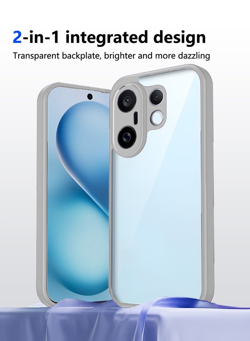 دبليو تيك غطاء حافظة سليم من السيليكون الهجين TPU من vivo X200 FE 5G 2025 مع حواف درع مرتفعة (MCAPSA) - شفاف/رمادي - Image 3