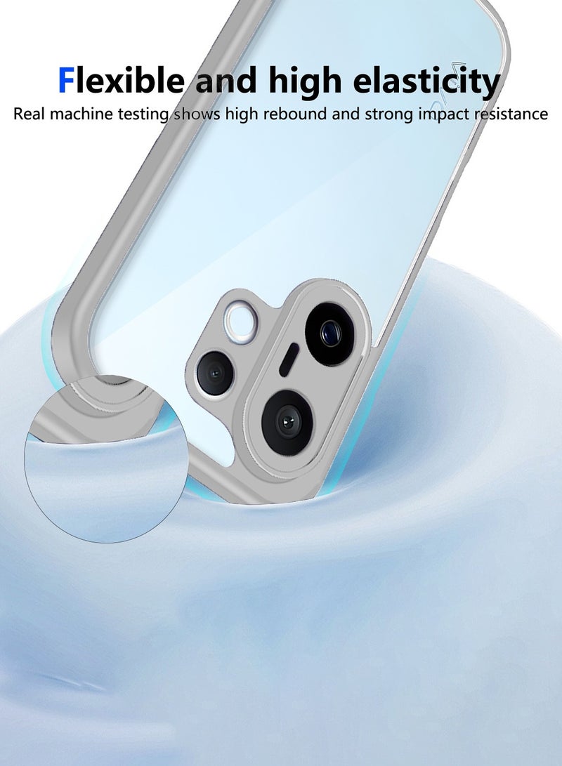 دبليو تيك غطاء حافظة سليم من السيليكون الهجين TPU من vivo X200 FE 5G 2025 مع حواف درع مرتفعة (MCAPSA) - شفاف/رمادي - Image 4