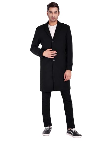 Matelco Wool Mens Winter Wear Long Trench Coat| Overcoat (2XL, Black) - Image 1