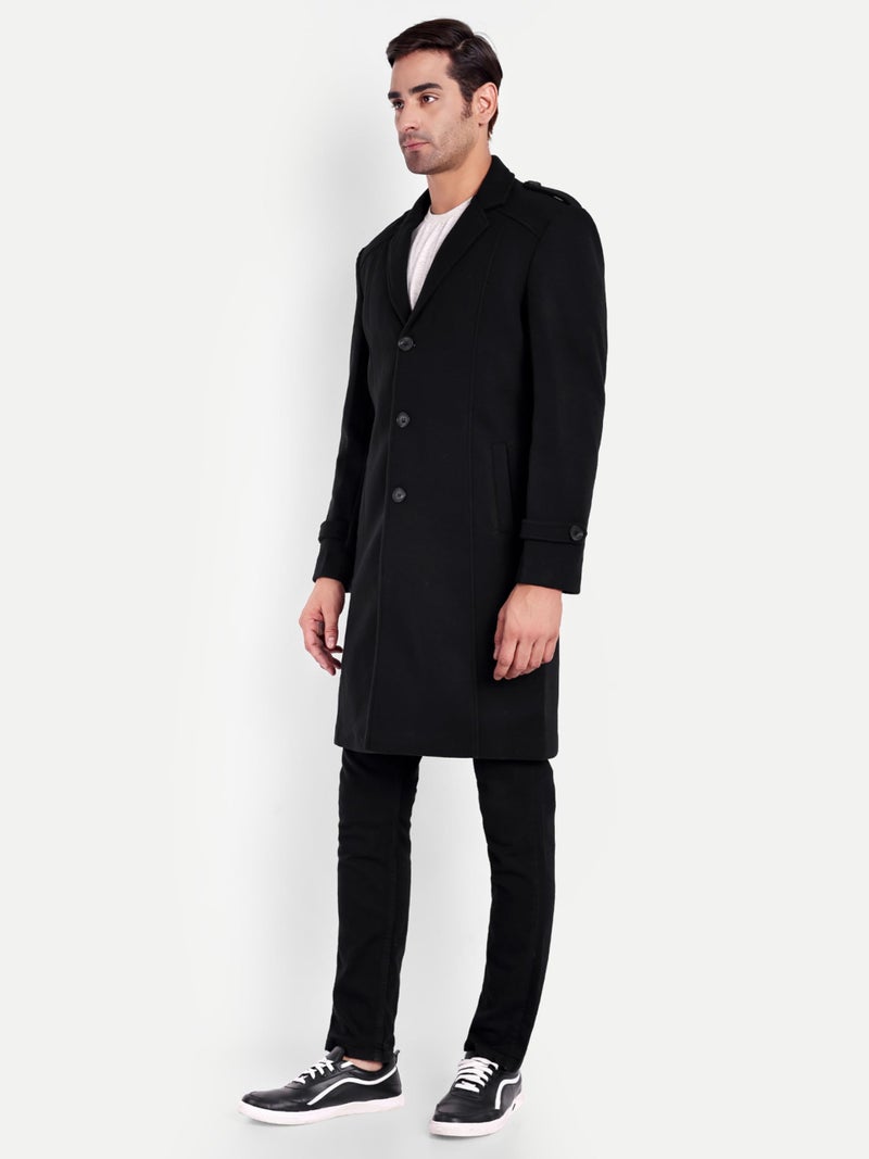 Matelco Wool Mens Winter Wear Long Trench Coat| Overcoat (2XL, Black) - Image 2