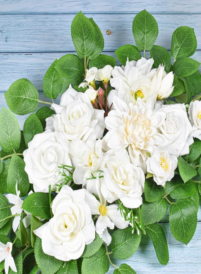 Finphoon Wedding Arch Flowers Set of 2, White Artificial Flowers for Wedding Arch, Artificial Floral Swags for Ceremony Reception, Welcome Signs, Bridal Shower, Backdrop Decoration (White) - Image 3