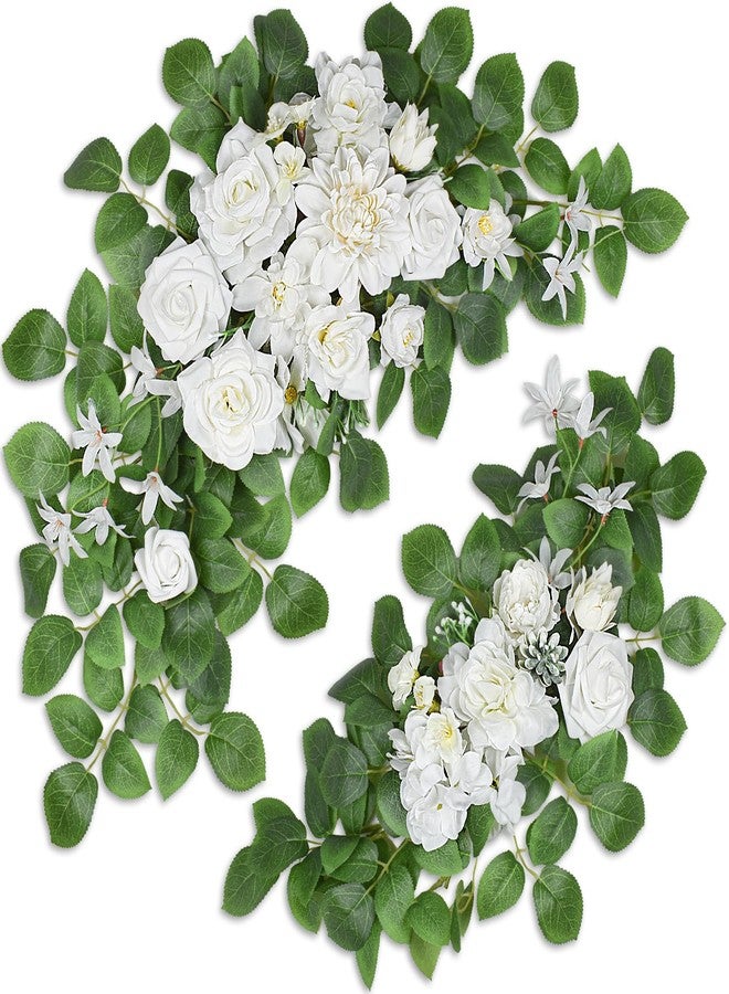 Finphoon Wedding Arch Flowers Set of 2, White Artificial Flowers for Wedding Arch, Artificial Floral Swags for Ceremony Reception, Welcome Signs, Bridal Shower, Backdrop Decoration (White) - Image 1