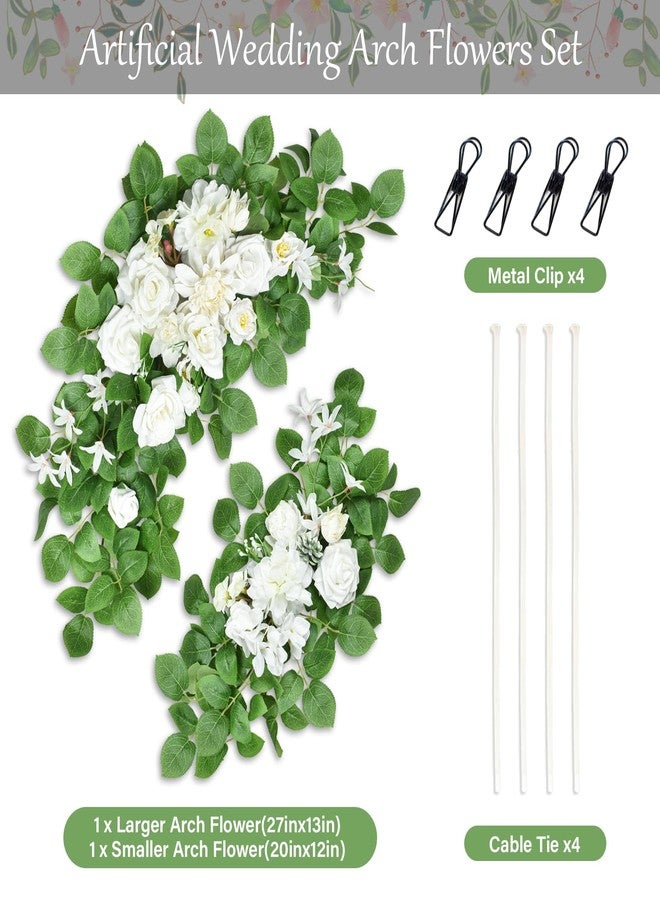 Finphoon Wedding Arch Flowers Set of 2, White Artificial Flowers for Wedding Arch, Artificial Floral Swags for Ceremony Reception, Welcome Signs, Bridal Shower, Backdrop Decoration (White) - Image 2