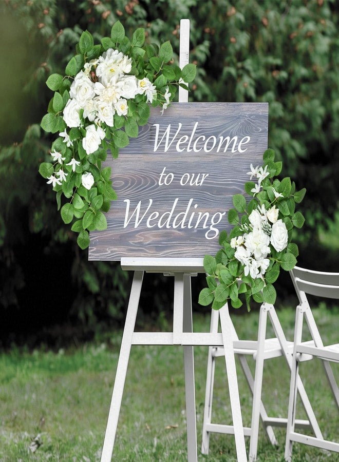 Finphoon Wedding Arch Flowers Set of 2, White Artificial Flowers for Wedding Arch, Artificial Floral Swags for Ceremony Reception, Welcome Signs, Bridal Shower, Backdrop Decoration (White) - Image 4