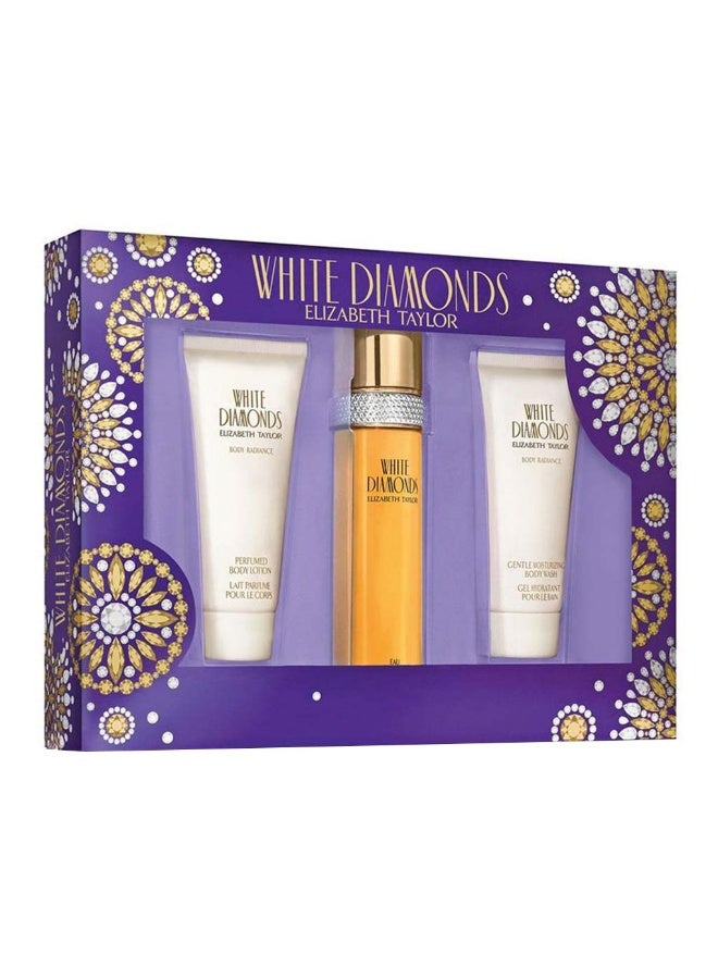 Elizabeth Taylor طقم هدايا الماس الأبيض للنساء - عبوة من الماس الأبيض EDP 100 مل + غسول الجسم 100 مل + لوشن الجسم المعطر 100 مل