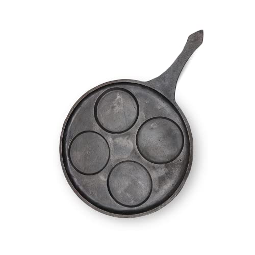 Zishta Cast Iron Mini Uttapam Pan -4 Cavities | Pre-Seasoned | Single Handle| Perfect for Dosa, Uthappam, Pancake | Naturally Non Stick - Image 1