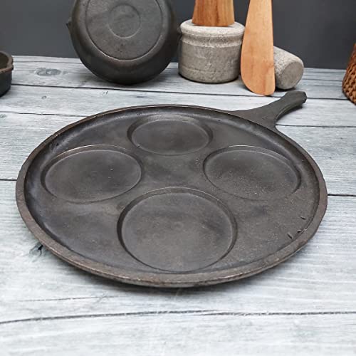 Zishta Cast Iron Mini Uttapam Pan -4 Cavities | Pre-Seasoned | Single Handle| Perfect for Dosa, Uthappam, Pancake | Naturally Non Stick - Image 2