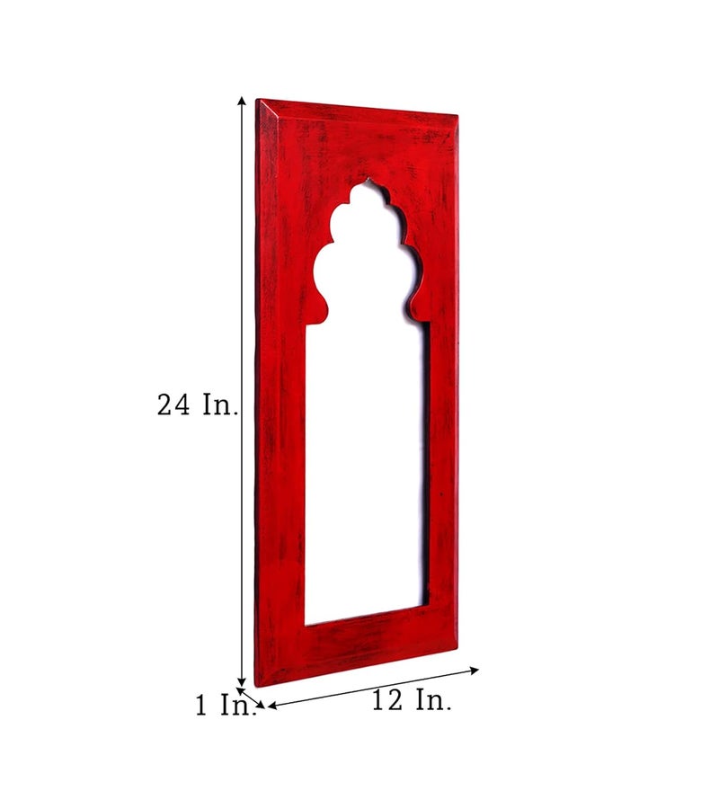 CRAFT TREE MDF Wall Hanging Carving Jharokha Frame in Red Colour - Image 5