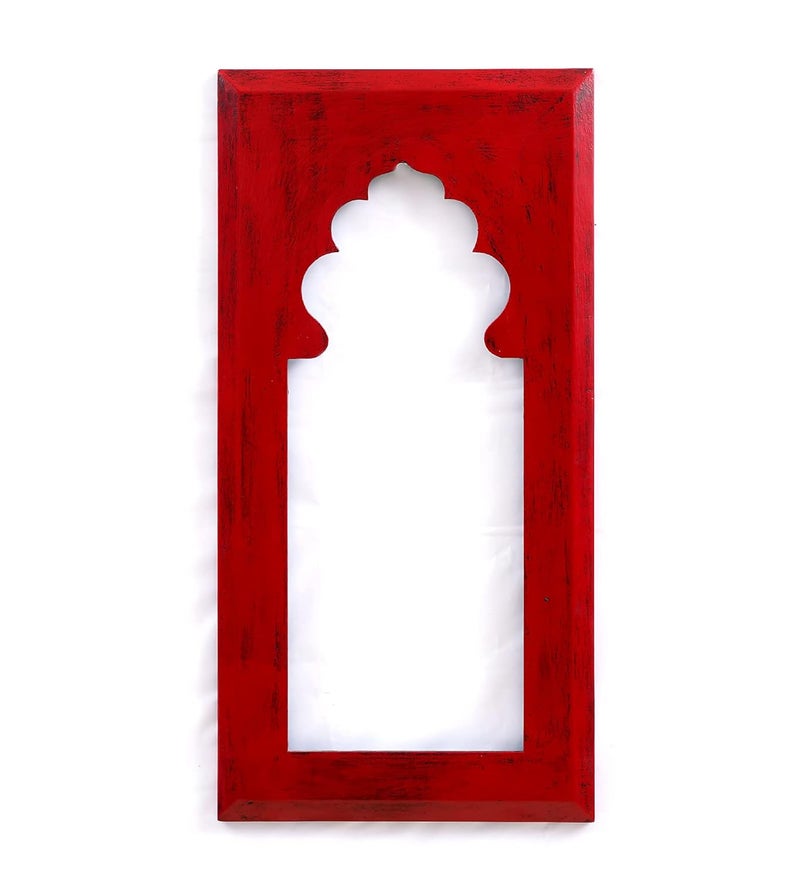 CRAFT TREE MDF Wall Hanging Carving Jharokha Frame in Red Colour - Image 2