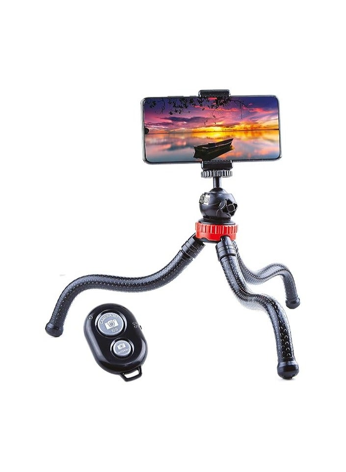 sunontek Smartphone Tripod, Universal Kickstand Camera Octopus Flexible, Bluetooth Remote Control, Stabilizer Tripod for Mobile Phone  - Image 1
