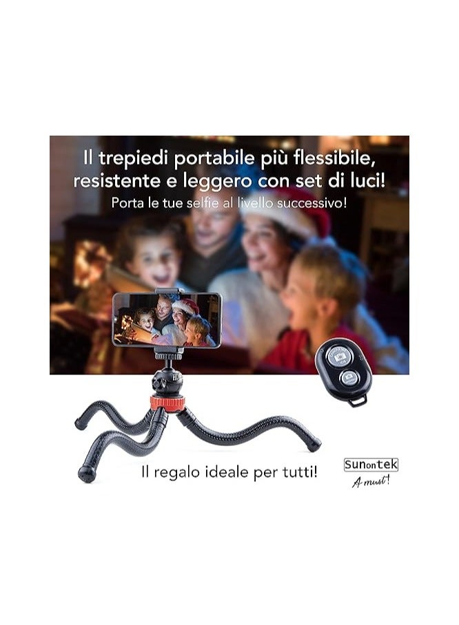 sunontek Smartphone Tripod, Universal Kickstand Camera Octopus Flexible, Bluetooth Remote Control, Stabilizer Tripod for Mobile Phone  - Image 3