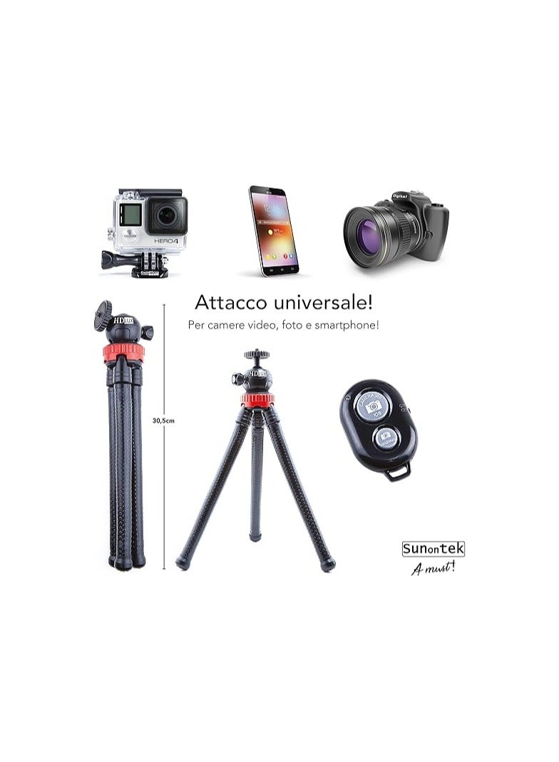 sunontek Smartphone Tripod, Universal Kickstand Camera Octopus Flexible, Bluetooth Remote Control, Stabilizer Tripod for Mobile Phone  - Image 5