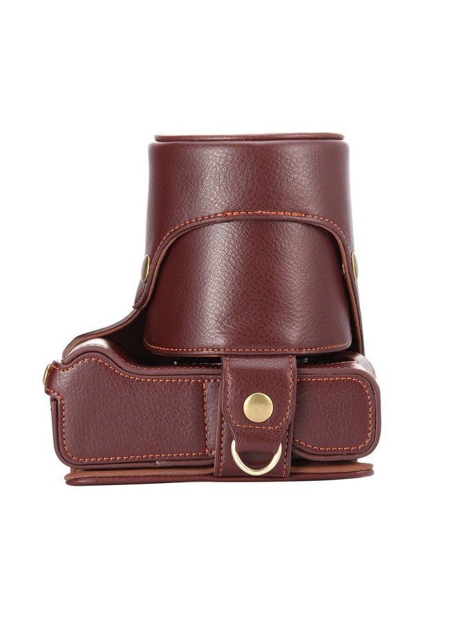 BolinUS Fuji X-T2 Case BolinUS Handmade Genuine Real Leather FullBody Camera Case Bag Cover for Fujifilm X-T2 Fuji XT2 X-T3 XT3 18-55mm Lens Bottom Opening Version Neck Strap Mini Storage Bag - Brown - Image 4