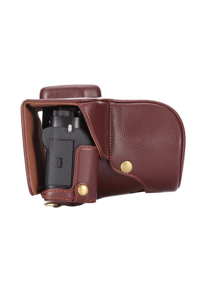 BolinUS Fuji X-T2 Case BolinUS Handmade Genuine Real Leather FullBody Camera Case Bag Cover for Fujifilm X-T2 Fuji XT2 X-T3 XT3 18-55mm Lens Bottom Opening Version Neck Strap Mini Storage Bag - Brown - Image 5