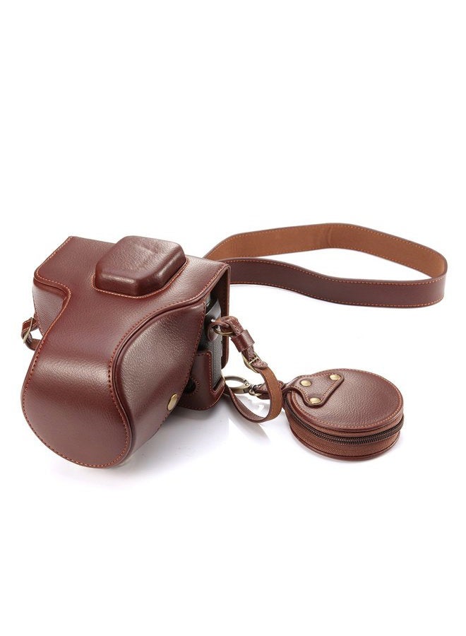 BolinUS Fuji X-T2 Case BolinUS Handmade Genuine Real Leather FullBody Camera Case Bag Cover for Fujifilm X-T2 Fuji XT2 X-T3 XT3 18-55mm Lens Bottom Opening Version Neck Strap Mini Storage Bag - Brown - Image 2