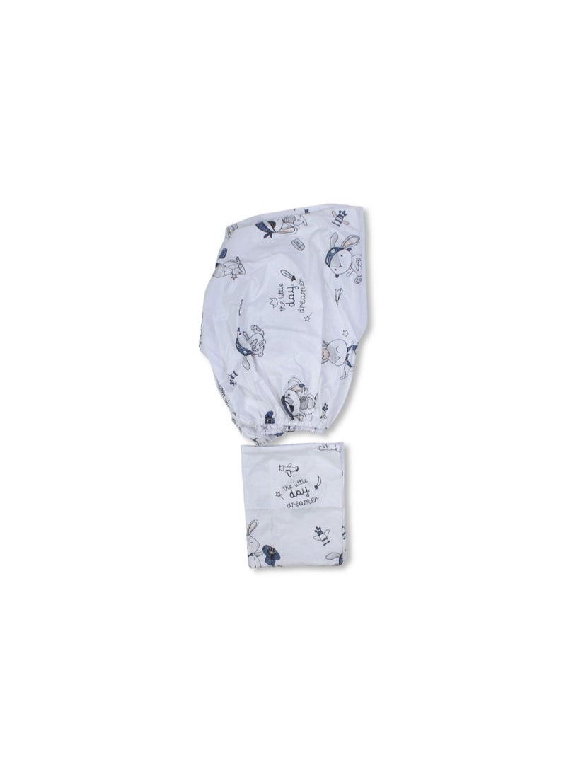 Cotton Bed Sheets – White with Bunny Print - Image 1
