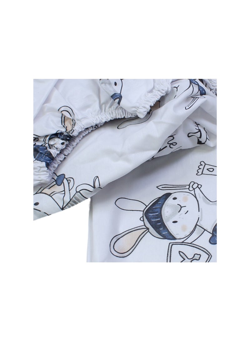 Cotton Bed Sheets – White with Bunny Print - Image 3