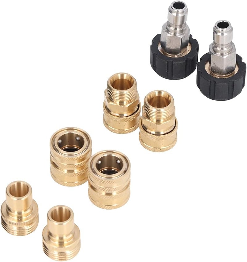 8 قطع من مجموعة محولات غسالة الضغط النحاسية ABS مع محور دوار M22 14 وقابس 3 8 بوصة لخرطوم الحديقة - Image 2