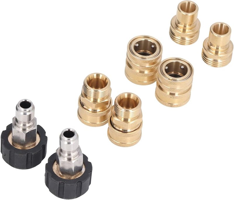 8 قطع من مجموعة محولات غسالة الضغط النحاسية ABS مع محور دوار M22 14 وقابس 3 8 بوصة لخرطوم الحديقة - Image 3