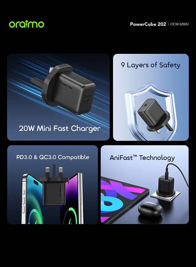 أورايمو شاحن حائط بورت USB-C 20W مع كابل - - Image 3