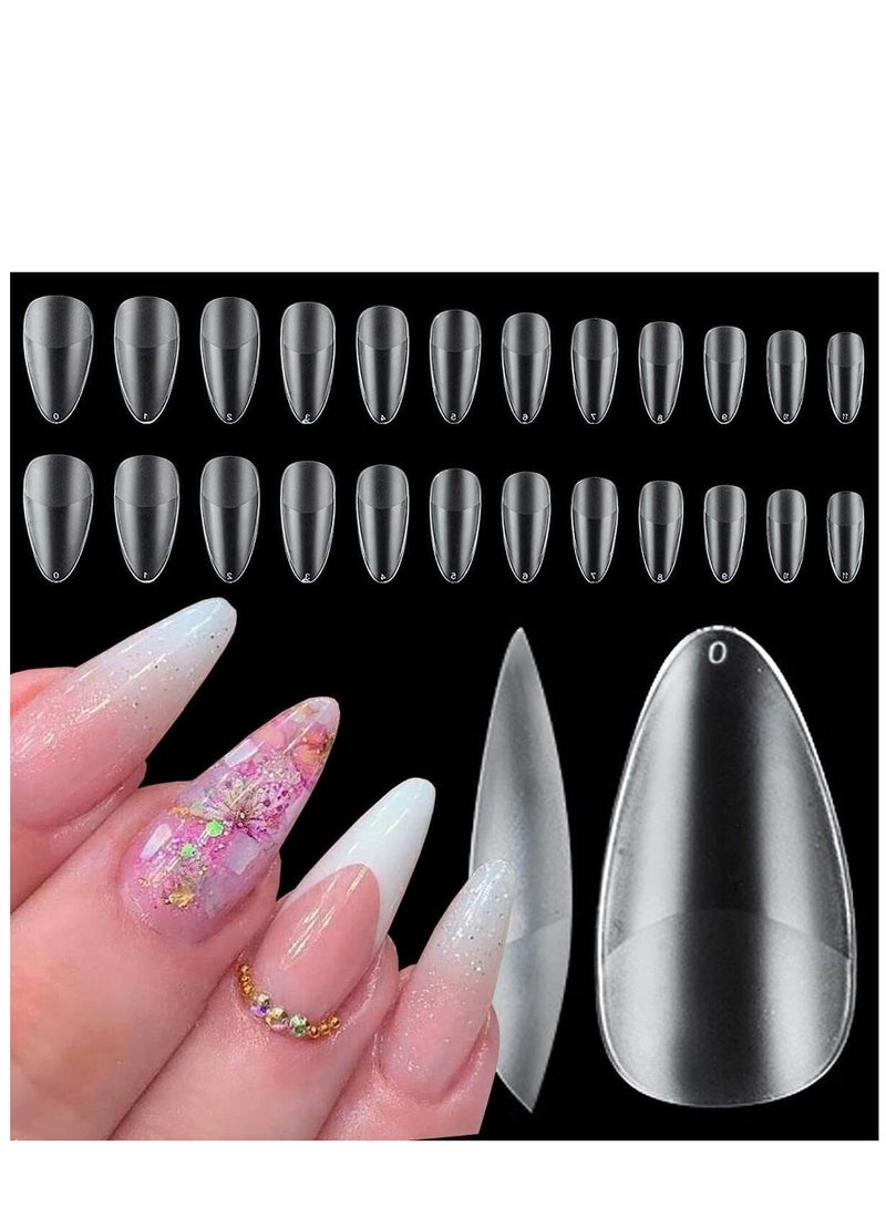 Industrial nails with complete coverage of nail tiles. A set of 504 pieces, transparent and flat artificial nails for salons and home - Image 1