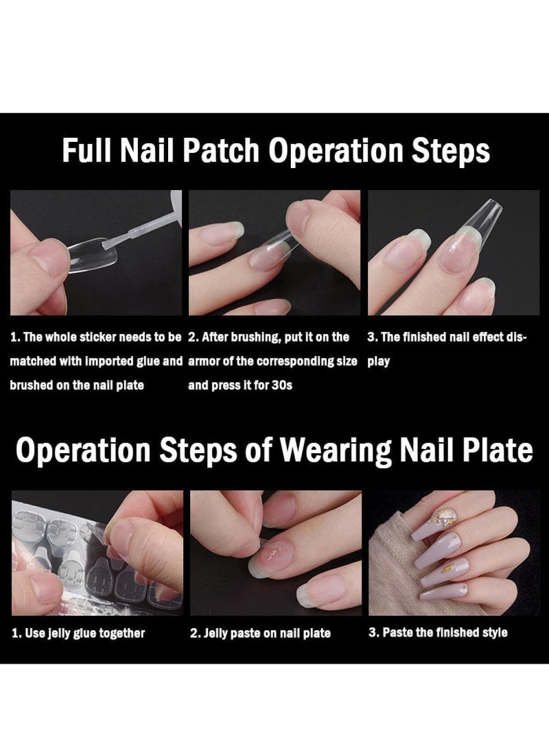 Industrial nails with complete coverage of nail tiles. A set of 504 pieces, transparent and flat artificial nails for salons and home - Image 4