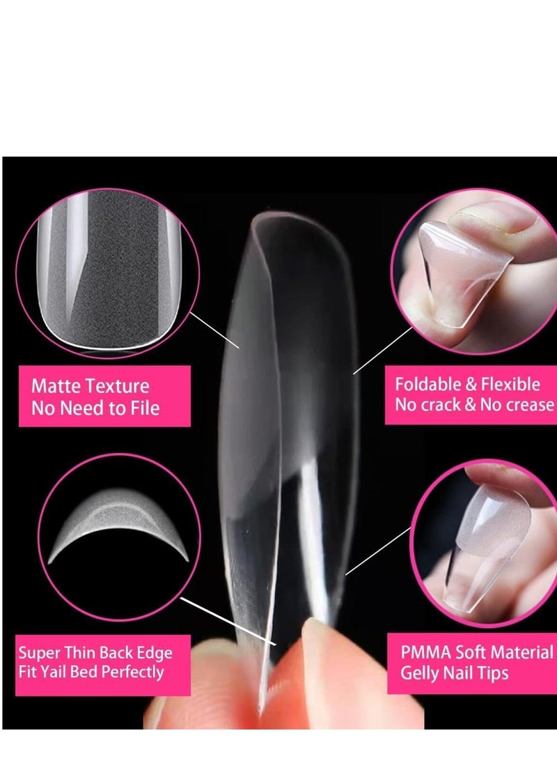 Industrial nails with complete coverage of nail tiles. A set of 504 pieces, transparent and flat artificial nails for salons and home - Image 3