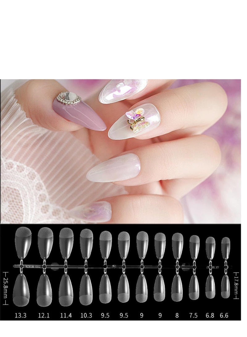 Industrial nails with complete coverage of nail tiles. A set of 504 pieces, transparent and flat artificial nails for salons and home - Image 2