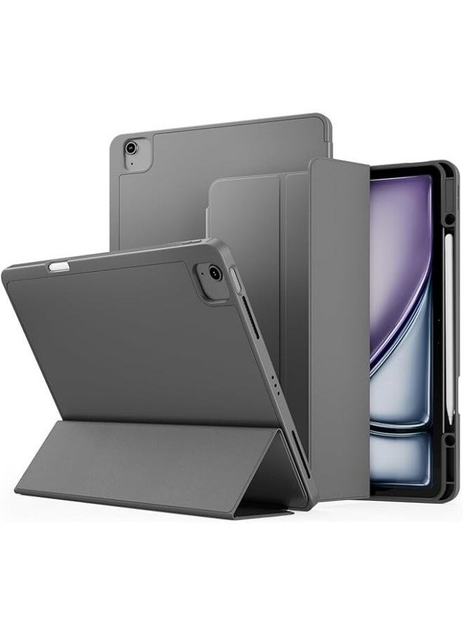 Generic متوافق مع حافظة iPad Air 13 بوصة (M2) 2024، غطاء ذكي بحامل ثلاثي الطي مع تنبيه تلقائي مع حامل قلم رصاص وظهر ناعم من مادة TPU لجهاز iPad Air 13 بوصة  - Image 1