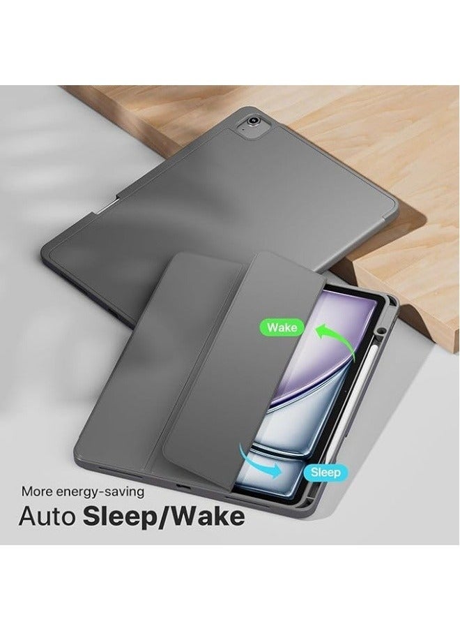 Generic متوافق مع حافظة iPad Air 13 بوصة (M2) 2024، غطاء ذكي بحامل ثلاثي الطي مع تنبيه تلقائي مع حامل قلم رصاص وظهر ناعم من مادة TPU لجهاز iPad Air 13 بوصة  - Image 2