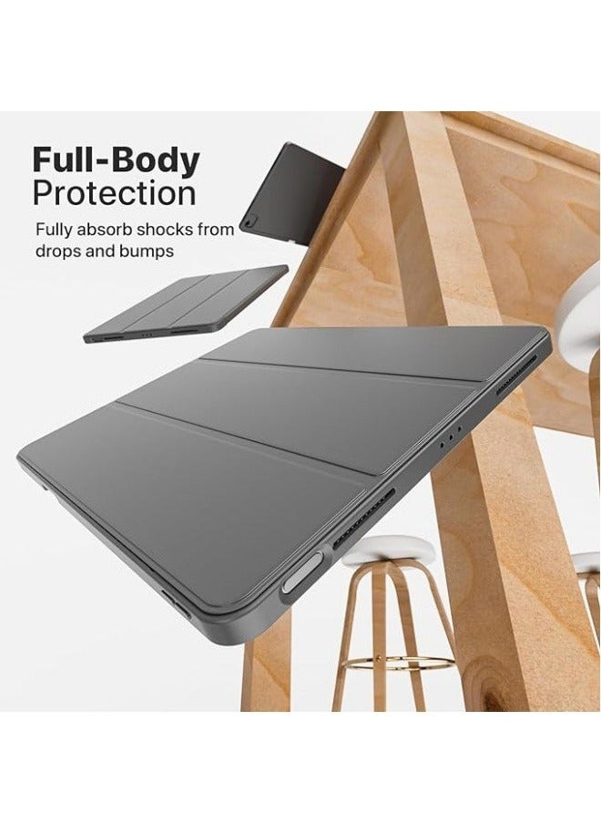 Generic متوافق مع حافظة iPad Air 13 بوصة (M2) 2024، غطاء ذكي بحامل ثلاثي الطي مع تنبيه تلقائي مع حامل قلم رصاص وظهر ناعم من مادة TPU لجهاز iPad Air 13 بوصة  - Image 5