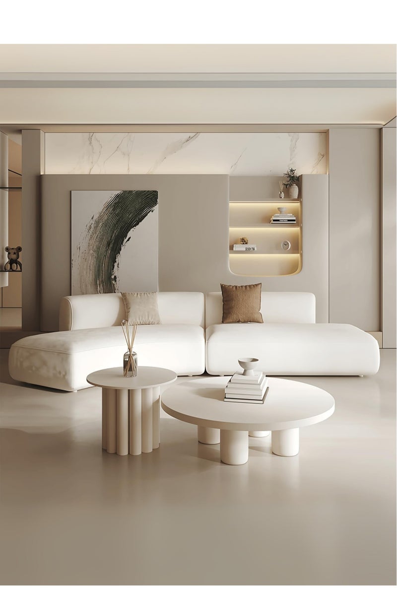 Karnak Modern Curved Sofa in Cream |  Luxury Crescent Shape Lounge Couch | Minimalist Velvet Upholstery Sofa For Home Furniture - Image 3
