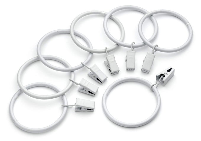 METAL CURTAIN CLIP RINGS 2 INCH INTERIOR DIAMETER SET OF 14 WHITE