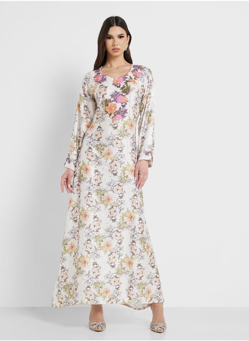 ARABIAN CLOSET Embellished Belted Jalabiya  - Image 4