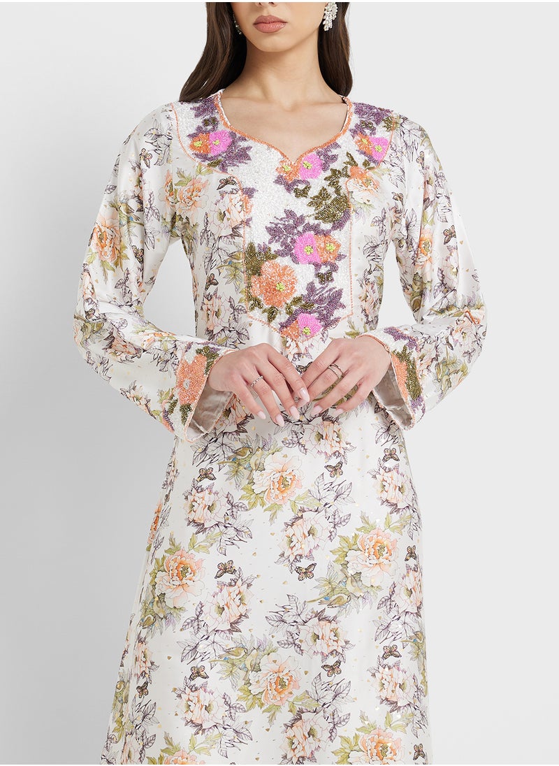 ARABIAN CLOSET Embellished Belted Jalabiya  - Image 3