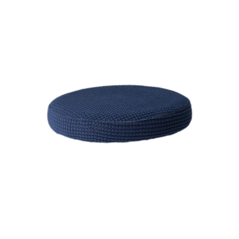 Round Bar Stool Cushion Elastic Stretchy Seat Protective Case Removable Chair Cover for Hotel Party Office (Deep Blue 30-38cm in Diameter) - Image 1
