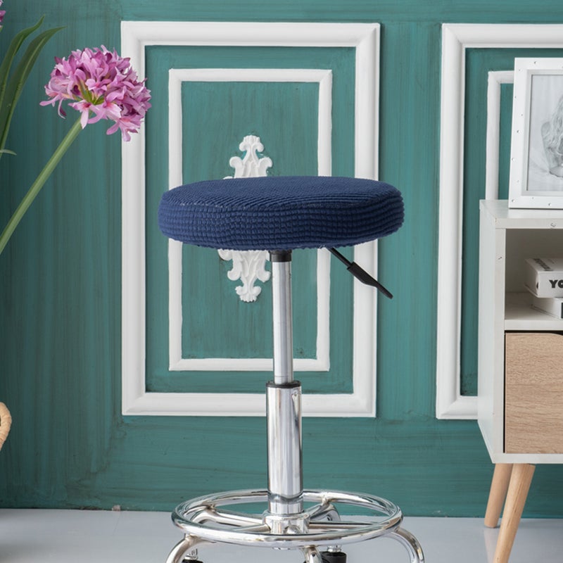 Round Bar Stool Cushion Elastic Stretchy Seat Protective Case Removable Chair Cover for Hotel Party Office (Deep Blue 30-38cm in Diameter) - Image 2