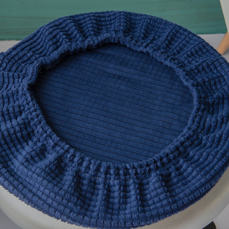 Round Bar Stool Cushion Elastic Stretchy Seat Protective Case Removable Chair Cover for Hotel Party Office (Deep Blue 30-38cm in Diameter) - Image 4