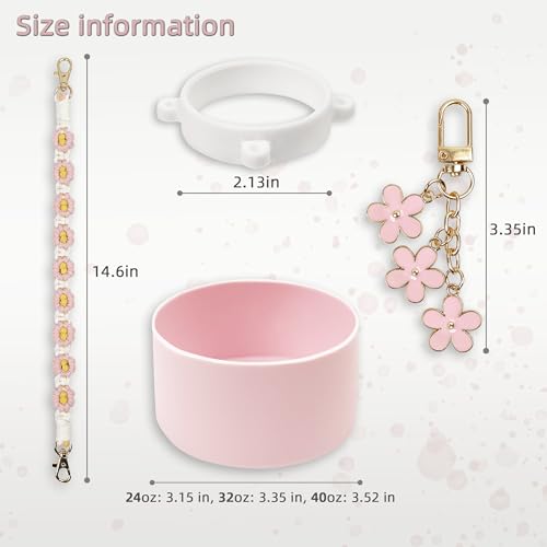 SITKOL Silicone Boot Set for Owala Water Bottle 24 oz - Includes Water Bottle Handle Strap - Perfect Owala Accessories, Fits Owala Tumbler, Owala Free Sip, for Pink owala (Pink) - Image 3