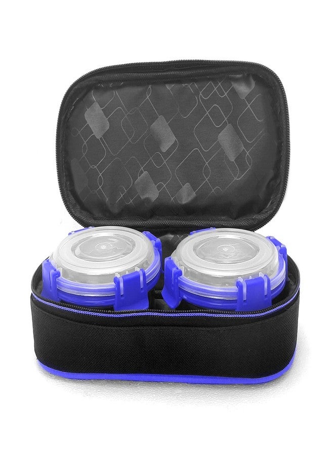 Zaib Executive Stainless Steel Lunch Box Set 2 with Matti Finish Lunch Bag | Stainless-Steel Leak-Proof Containers | Capsule Lock & Lock 350 ML Each (Blue) - Image 5