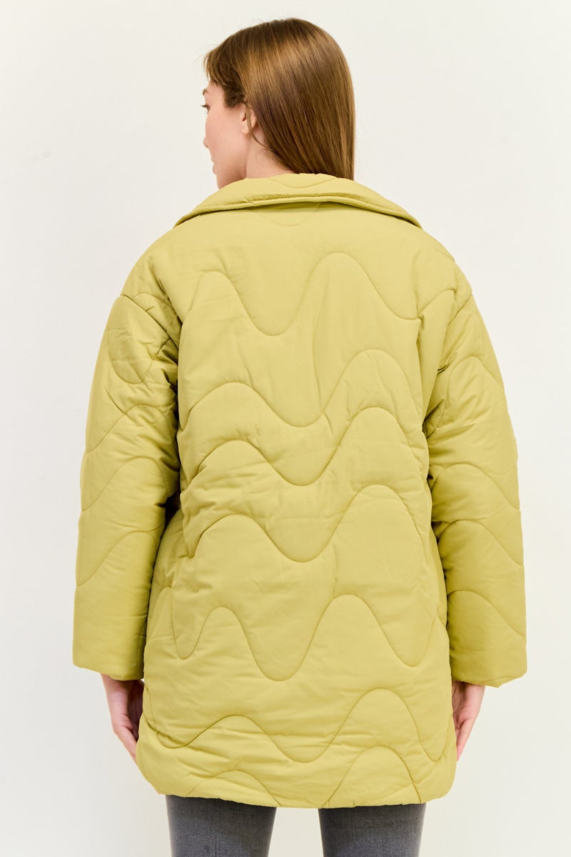 Women Quilted Puffer Jacket, Tan